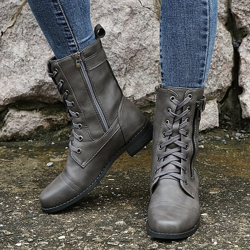 Modern women's side zip ankle boots, orthopedic design for stylish all-day comfort.