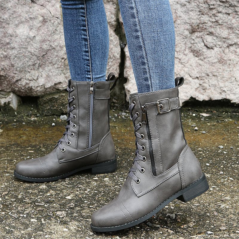 Pain relief women's orthopedic boots with side zip, offering superior comfort.