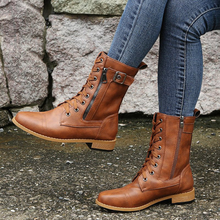 Women's side zip comfort boots, orthopedic design, ideal for daily wear.