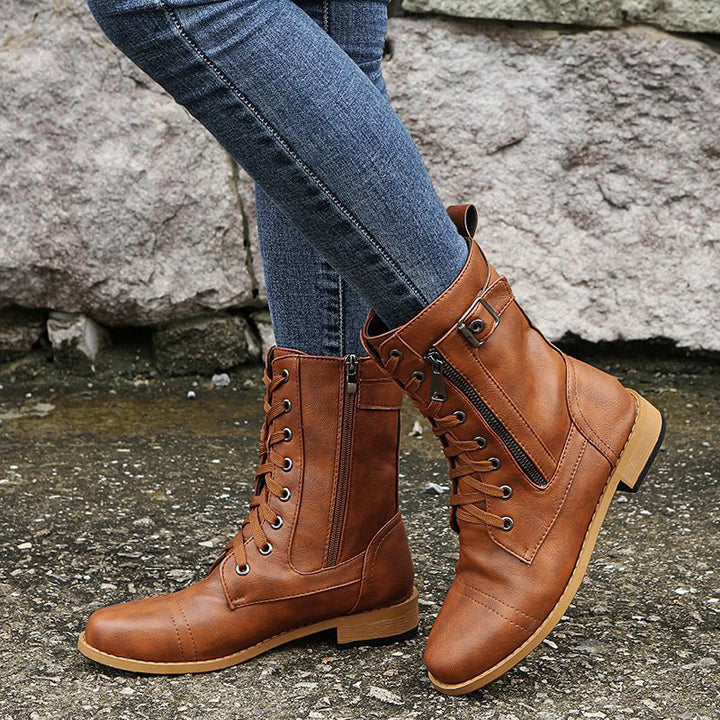 Casual women's comfort boots, orthopedic side zip style for everyday wear.