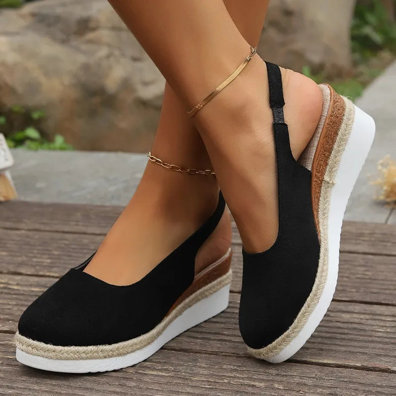 Orthopedic slingback espadrille platform loafers for women. Casual & comfortable slip-on footwear for everyday.
