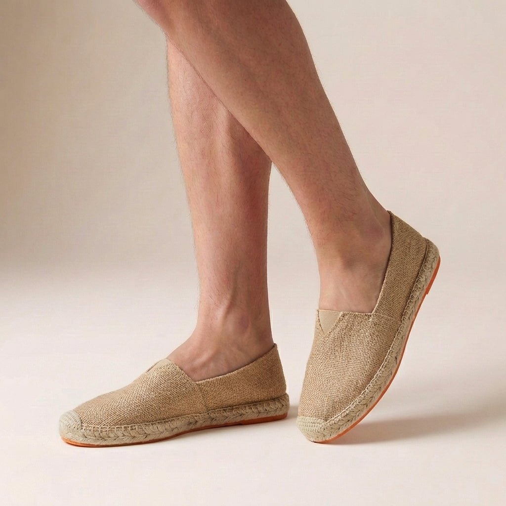 Side view of women's supportive slip-on espadrille shoes. Orthopedic design for all-day comfort & casual summer style.