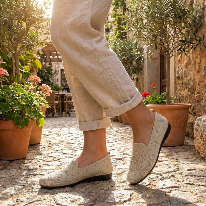 Stylish women's round toe slip-on flats, orthopedic comfort for elegant or casual daily wear & support.