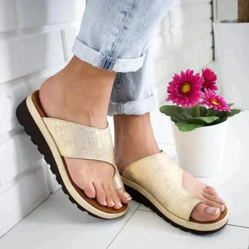 Durable women's orthopedic sandals, slip-on design with toe-support for comfortable, long-lasting wear.