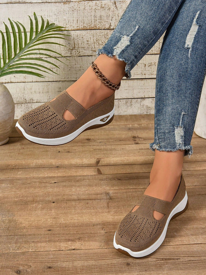 Women's daily wear walking shoes, cushioned orthopedic slip-ons, breathable.