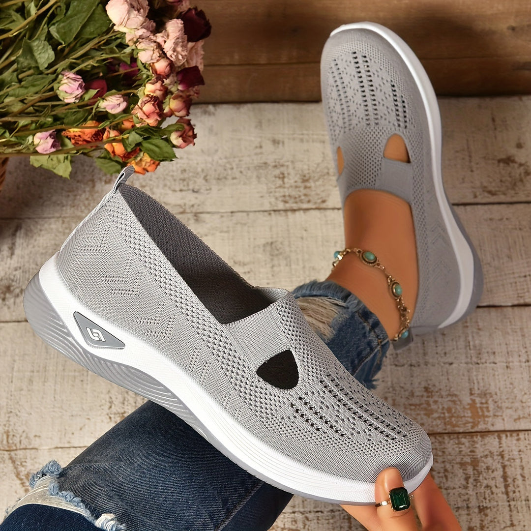 Durable sole of women's orthopedic slip-on shoes, designed for traction, arch support & ultimate comfort for walking.
