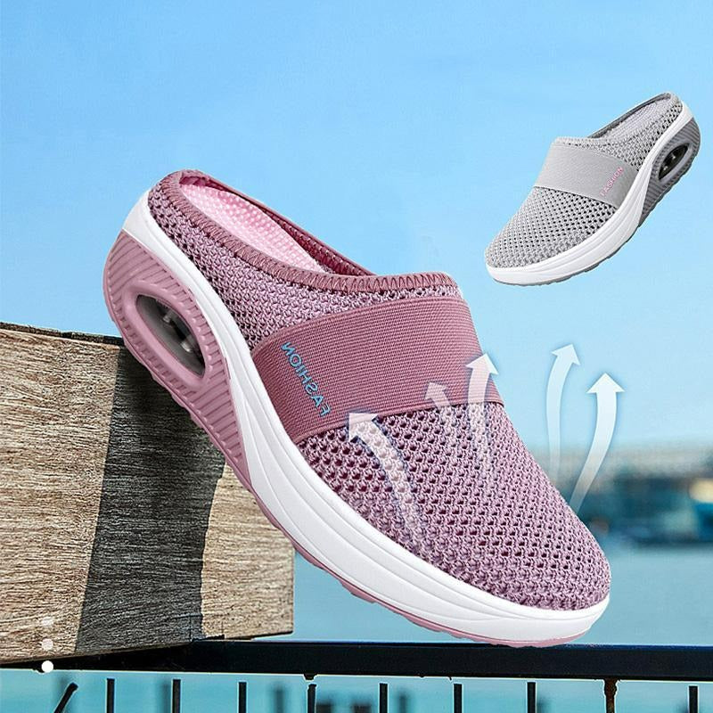 Women's orthopedic slip-on shoes, front view. All-day comfort, arch support, easy wear.