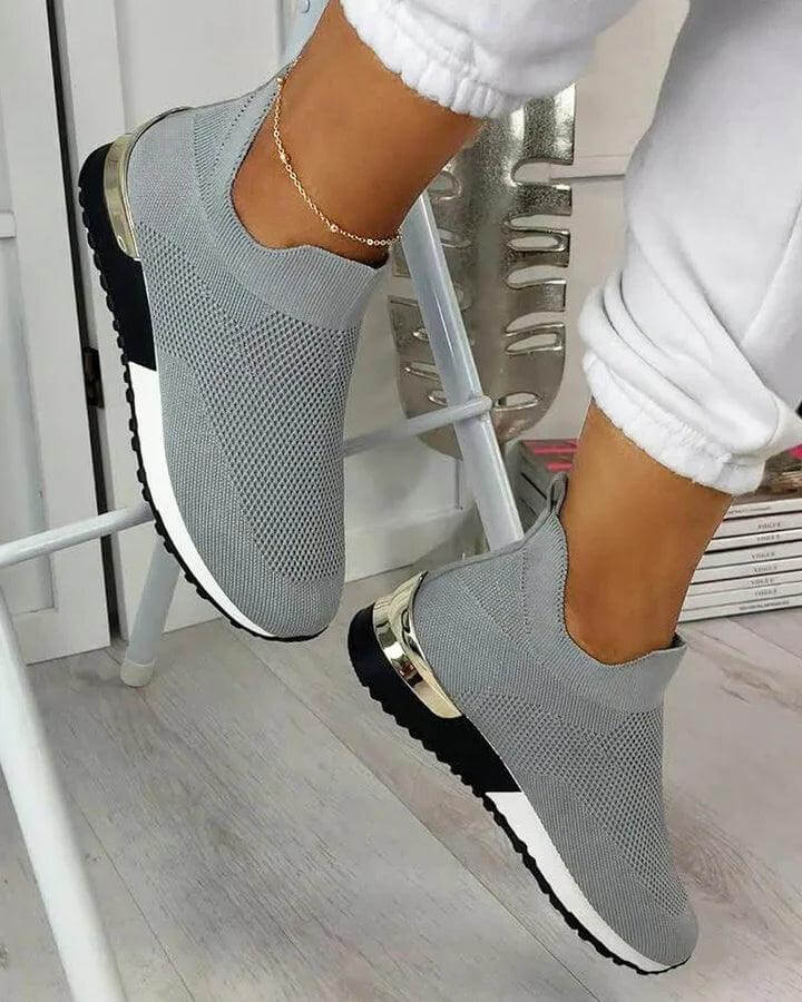 Women's comfort footwear, orthopedic slip-on sneakers featuring arch support, stylish for walking & everyday.