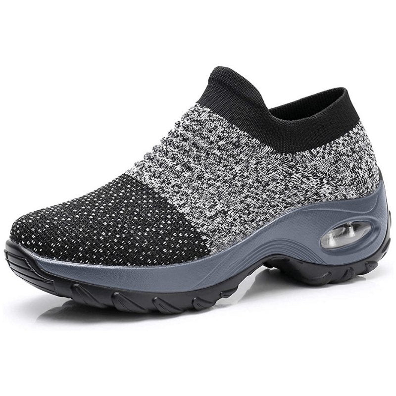 Comfortable women's slip-on trainers with air-cushioned soles & orthopedic arch support for active wear.