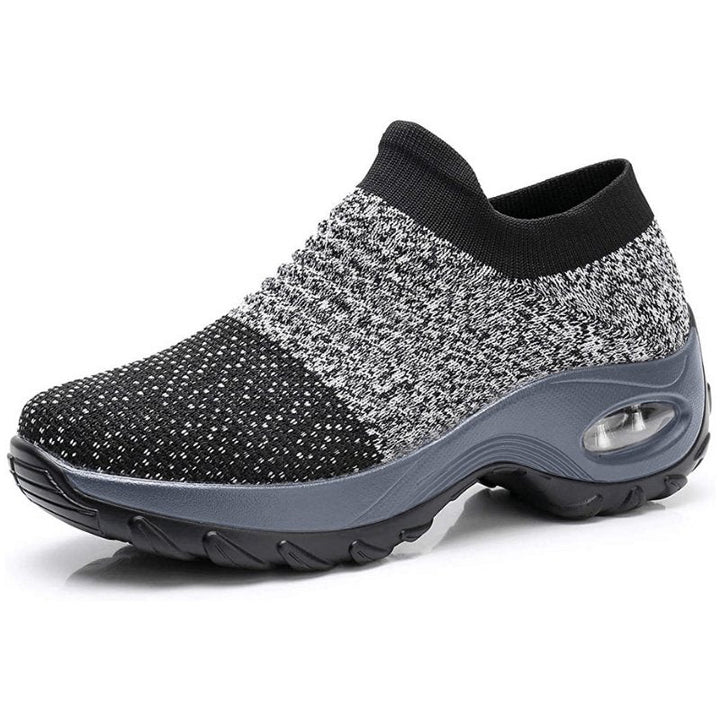 Comfortable women's slip-on trainers with air-cushioned soles & orthopedic arch support for active wear.