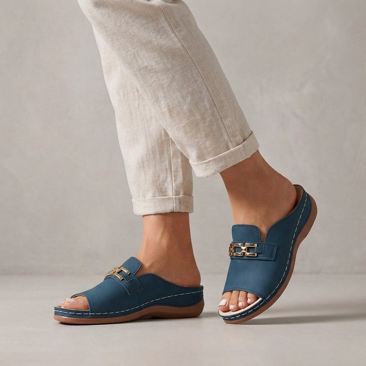 Easy slip-on women's wedge sandals with orthopedic comfort, perfect for summer casual wear.