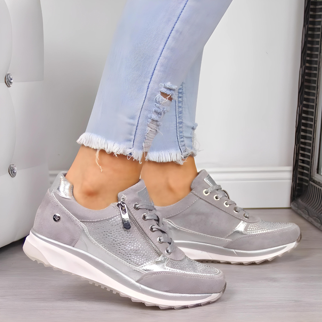 Supportive women's orthopedic athletic sneakers, offering pain relief & comfort for activewear & everyday walks.