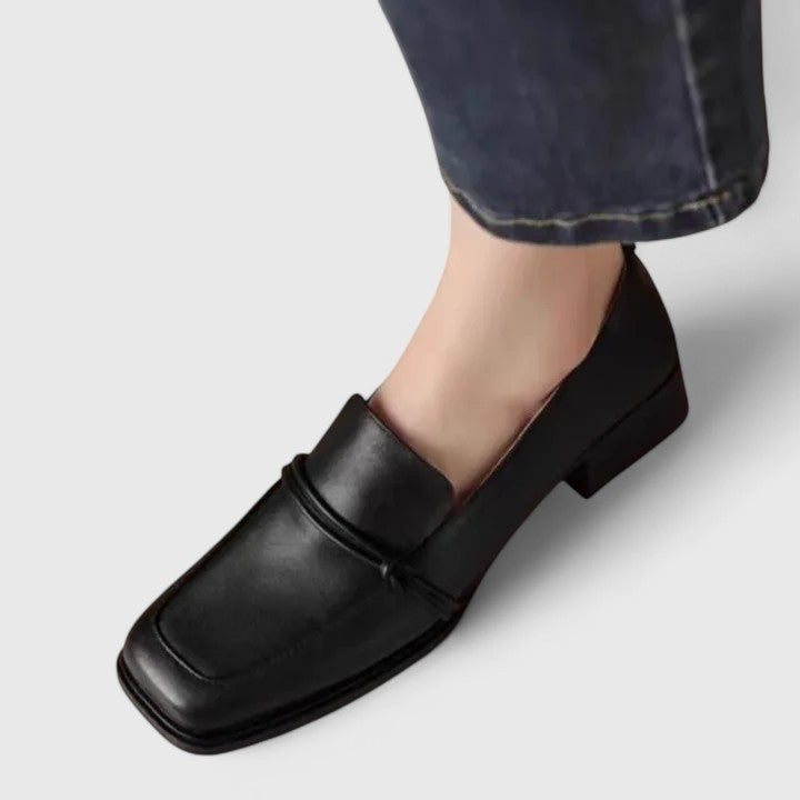 Comfortable women's slip-on square toe loafers, orthopedic support for casual elegant everyday & office fashion.