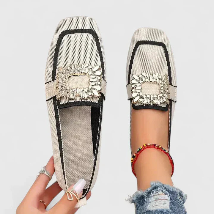 Women's orthopedic square toe slip-on loafers, designed for ultimate comfort & daily wear support.