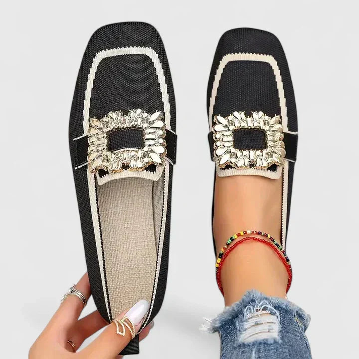 Stylish women's square toe slip-on loafers, offering elegant design & versatile casual fashion.