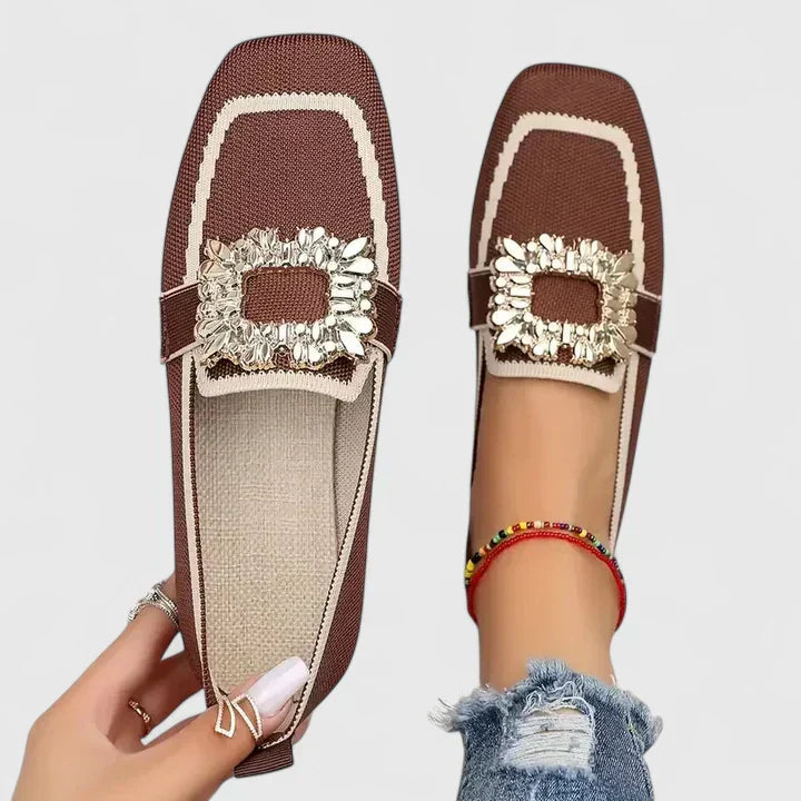 Comfortable women's orthopedic slip-on loafers with modern square toe for easy daily wear support.