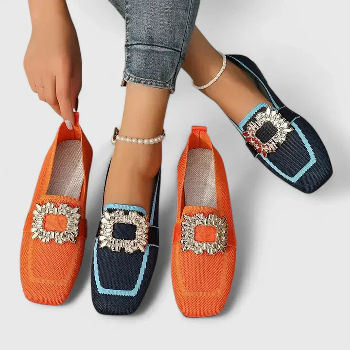 Women's casual slip-on loafers with orthopedic support & stylish square toe, perfect for daily fashion.