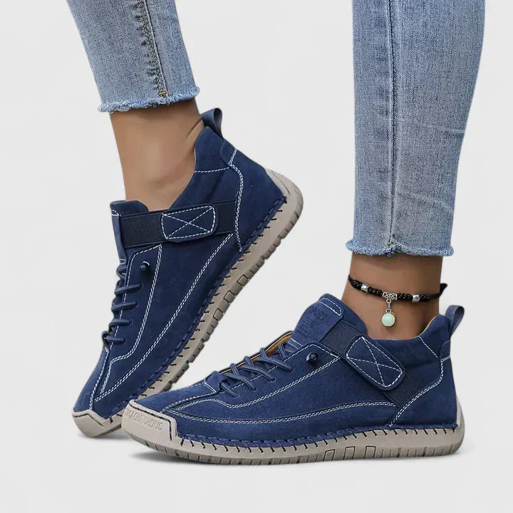 Orthopedic women's walking shoes with adjustable straps, arch support, and comfortable design.