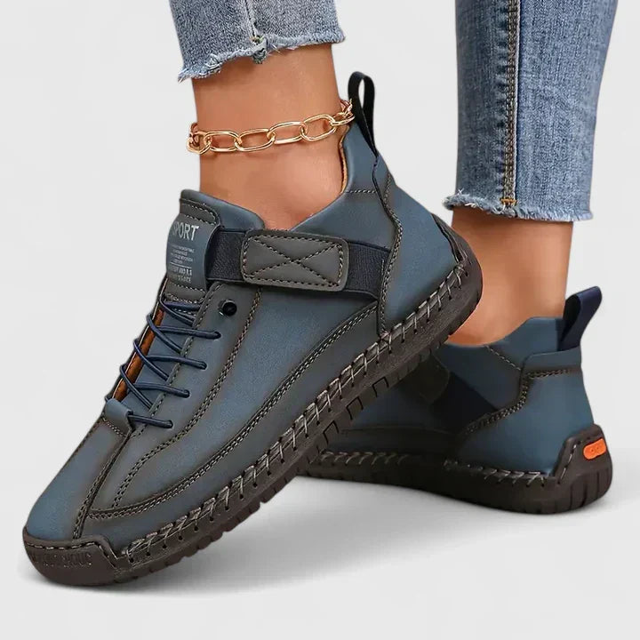 Black women's orthopedic strap sneakers, designed for ultimate comfort, walking, and posture support.