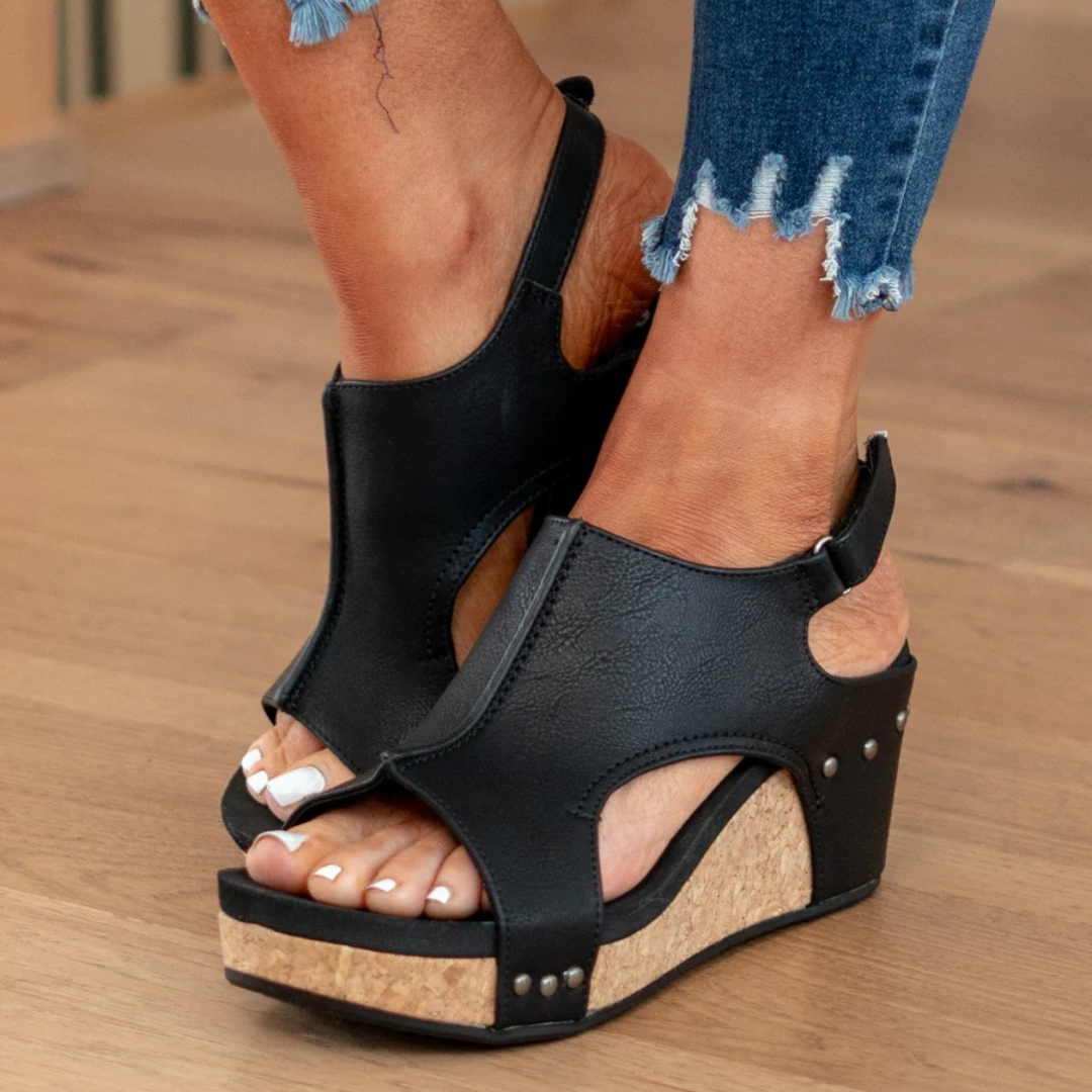 Daily wear women's orthopedic studded wedge sandals. Comfortable summer shoes with arch support & style.