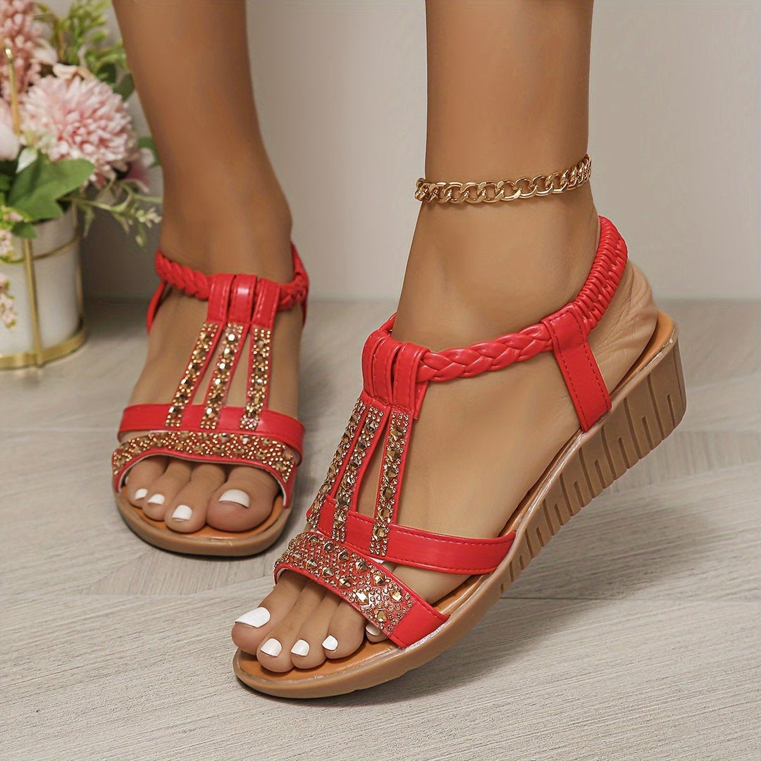 Women's orthopedic T-strap wedge sandals, perfect for all-day comfort and summer style.