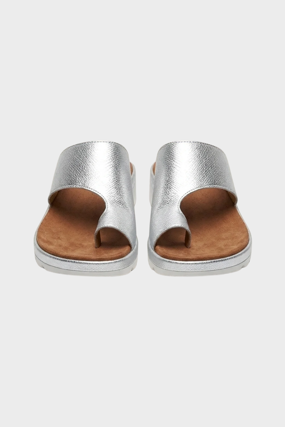 Orthopedic women's summer sandals, designed with a toe-post and arch support for walking.