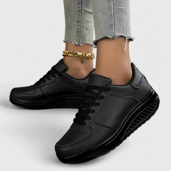 Lace-up women's orthopedic walking shoes, cushioned for active lifestyles and maximum foot comfort.