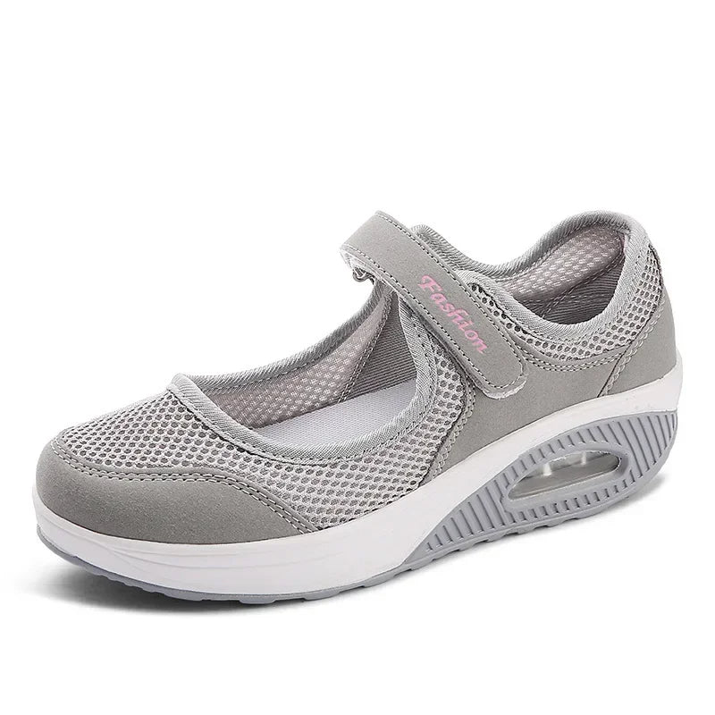 Orthopedic women's walking shoes: slip-on, breathable, ideal for plantar fasciitis & daily comfort.