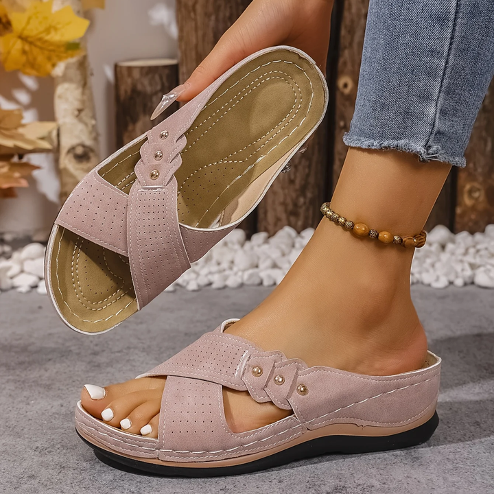 Comfortable women's orthopedic wedge sandals for stylish foot support. Perfect for summer adventures & travel.
