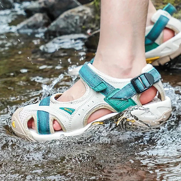 Women's outdoor water-friendly closed-toe sandals with adjustable straps for hiking & summer adventures.