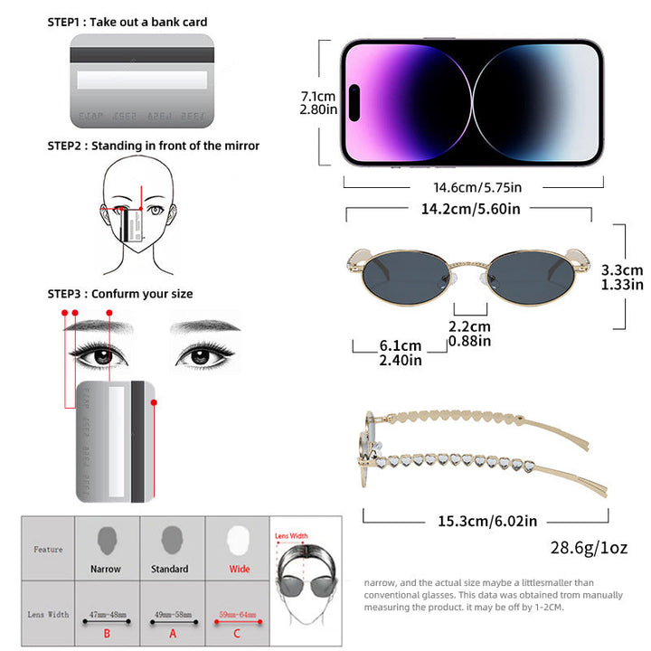 Stylish women's oval frame sunglasses, a luxurious fashion accessory & perfect gift for her, with UV protection.