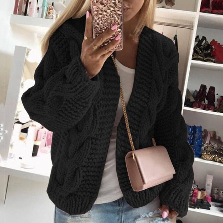 Women's Oversize Open Chunky Knit Cardigan. Cozy long sleeve sweater, perfect for fall & winter layering.