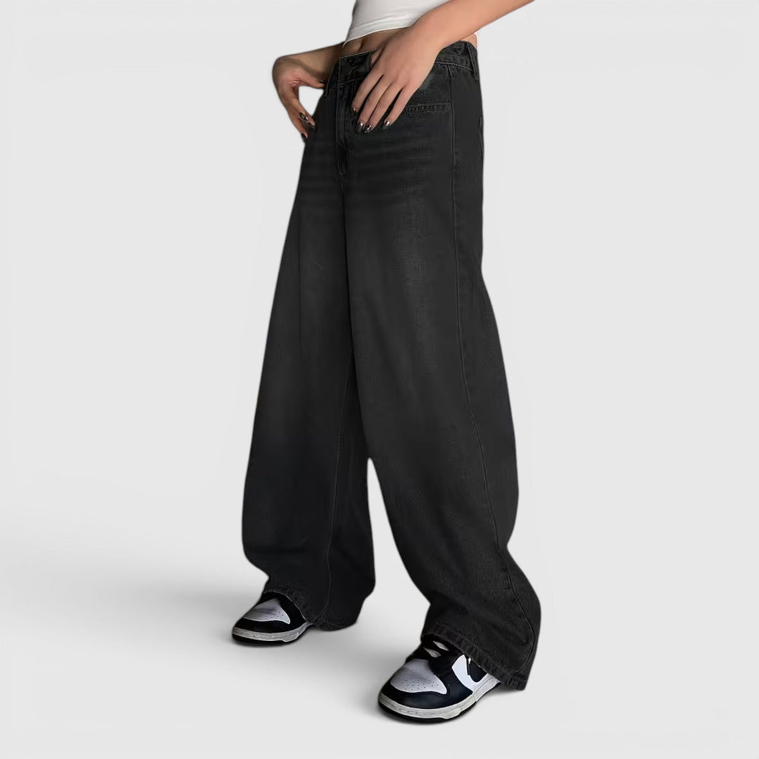 Women's oversized baggy pants, loose fit, floor length style for casual comfort.