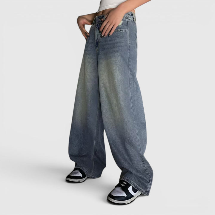 Women's high waist oversized baggy pants, loose fit, floor length, perfect for casual style.