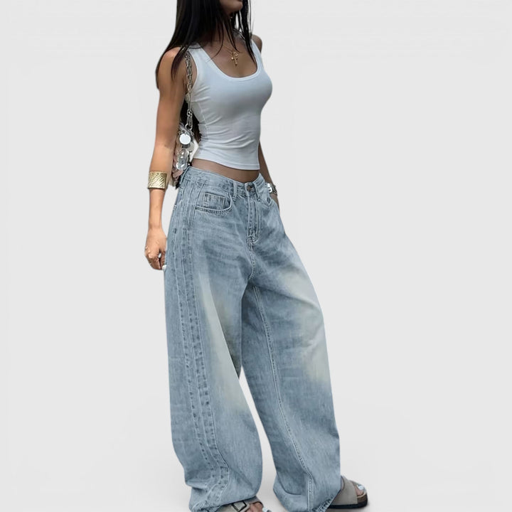 Women's oversized baggy pants, relaxed straight leg for ultimate comfort & casual style.