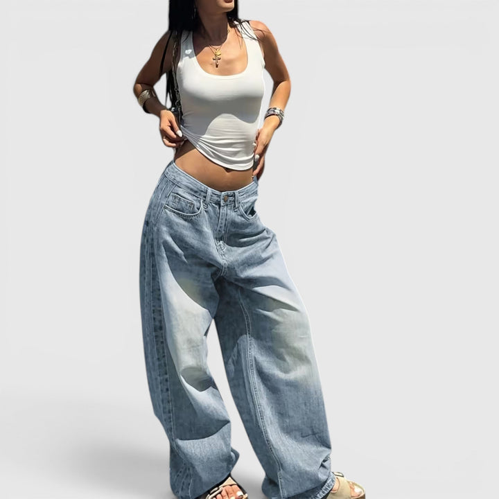 Women's vintage style oversized pants, straight leg, comfortable and effortlessly stylish.