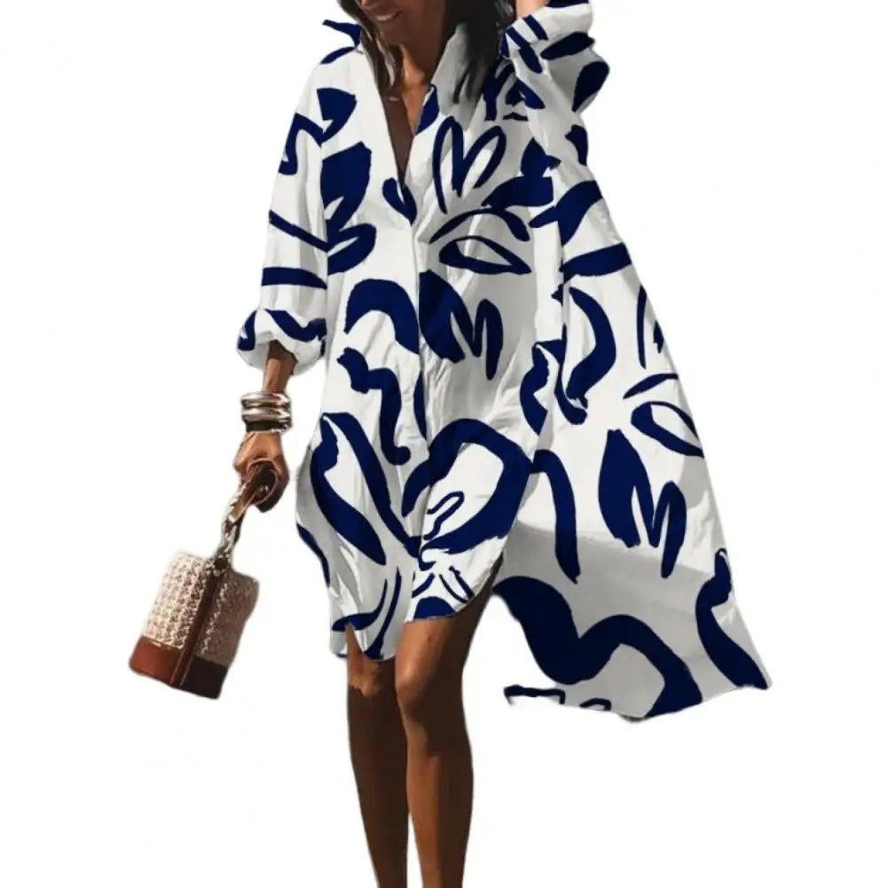 Flowy women's bohemian midi dress, perfect for summer beach wear, offering comfortable and effortless oversized style.