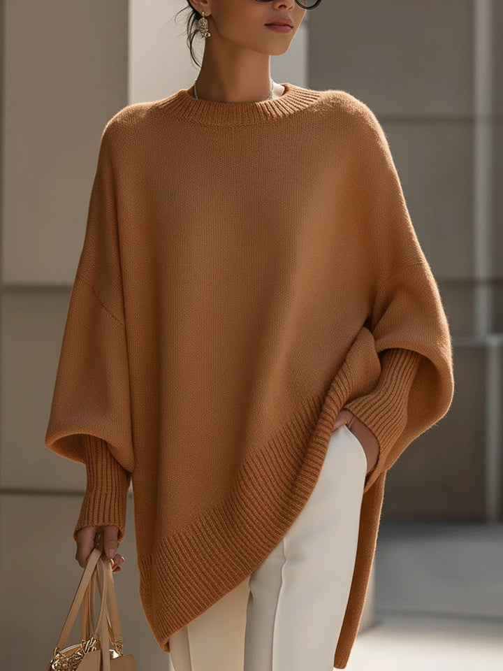 Women's modern oversized knit sweater, long sleeve. Perfect for fall & winter layering, casual comfort.