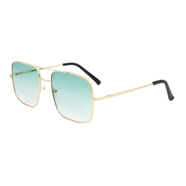 Women's fashion oversized square sunglasses, golden frame, offering excellent UV protection.