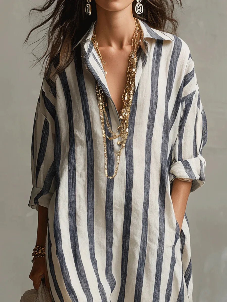 Comfortable oversized striped maxi dress for women, relaxed fit for effortless summer fashion.