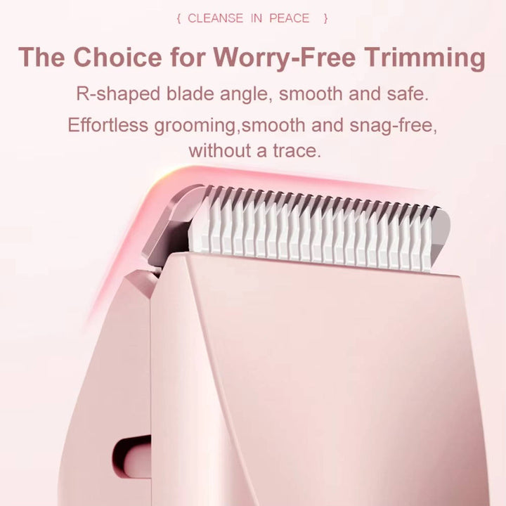 Waterproof women's body groomer for painless shaving. Quiet electric shaver for bikini, underarms, legs, and face.