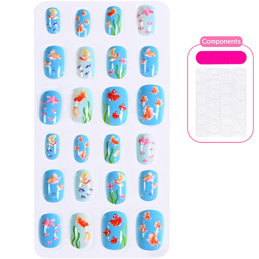 Save time with easy application cartoon press-on nails, vibrant nail art.