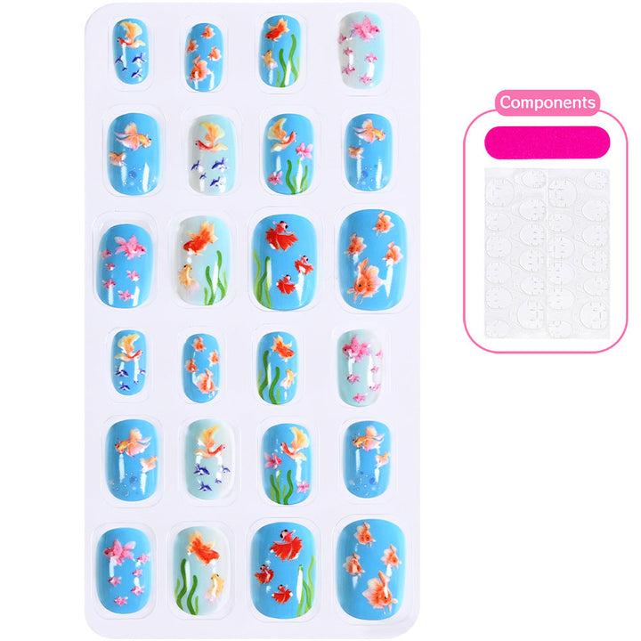 Save time with easy application cartoon press-on nails, vibrant nail art.