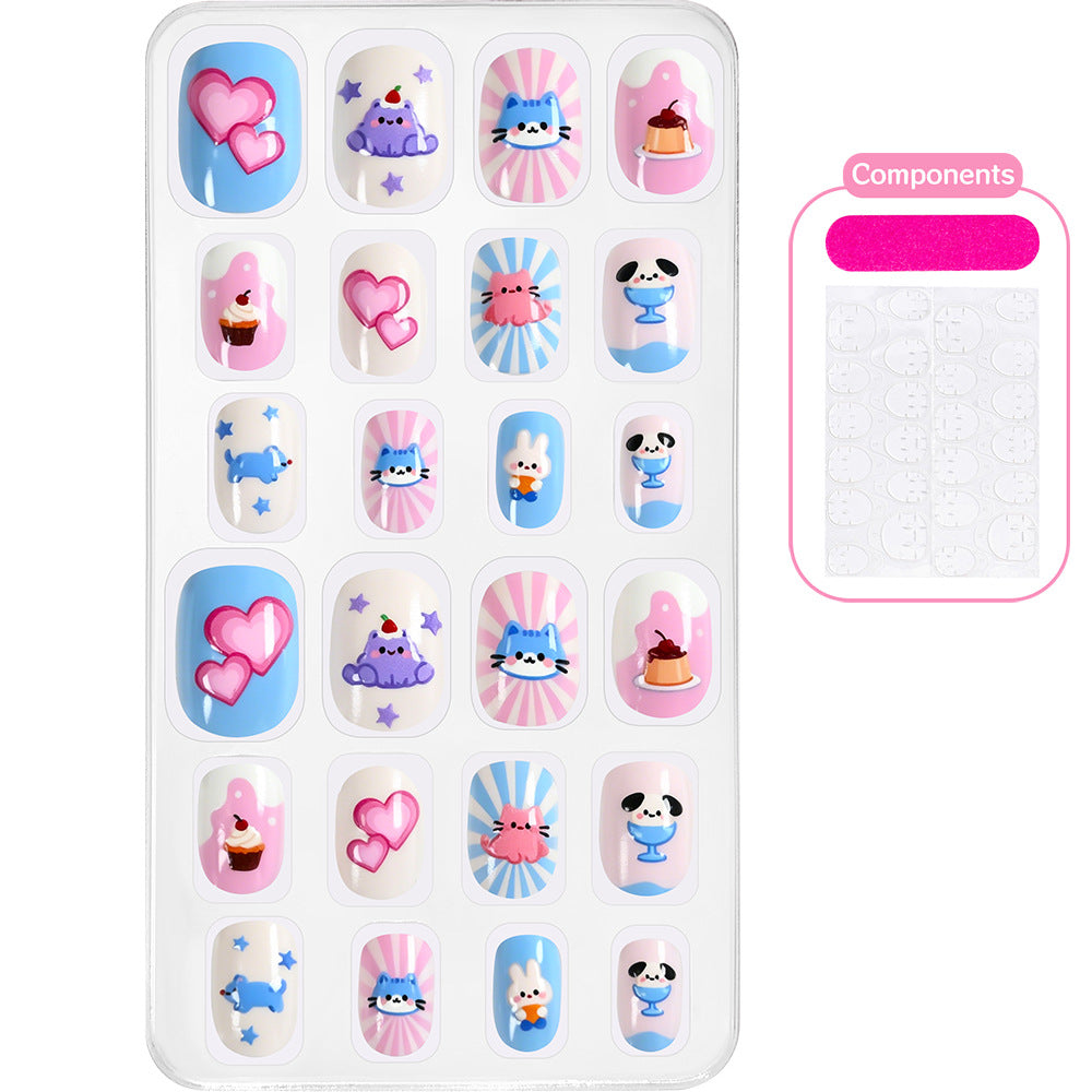 Fun & vibrant cartoon fake nails, perfect for a playful women's manicure.