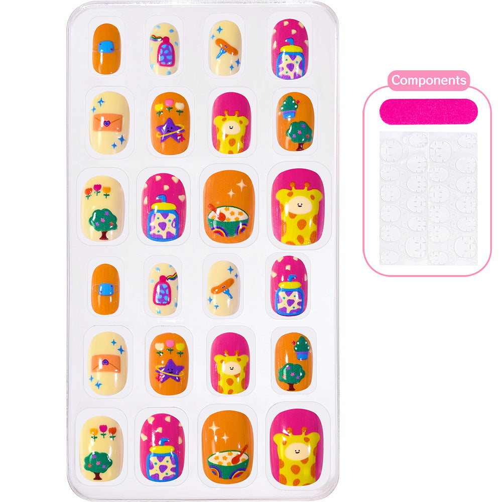 Charming cartoon press-on nails, easy DIY nail art for women.