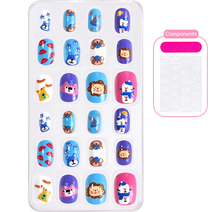 Easy application cartoon press-on nails, perfect for vibrant women's nail art.