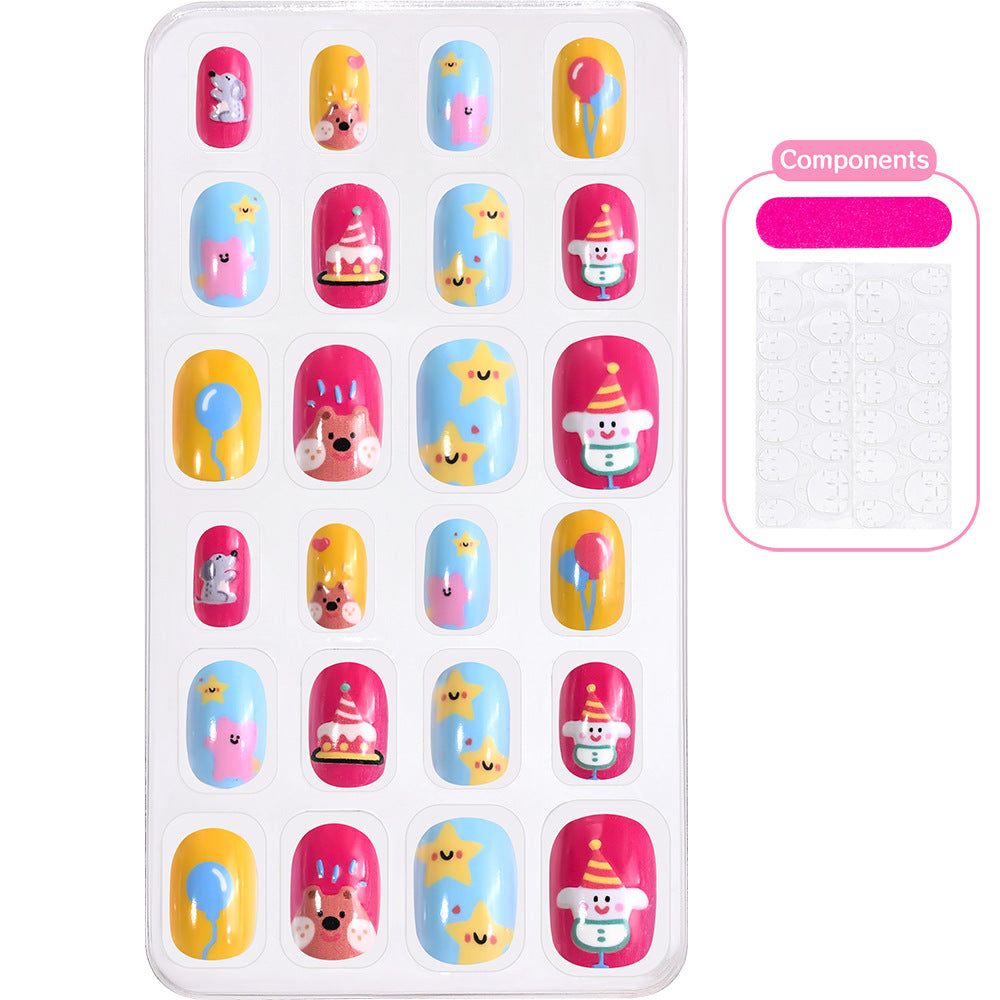 Adorable animal cartoon press-on nails, easy fake nail art for women.