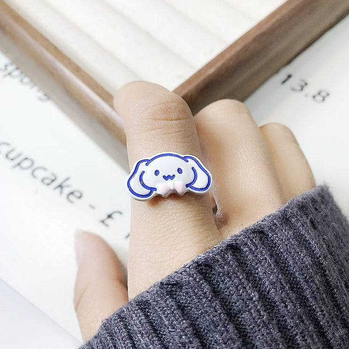 Women's playful cartoon ring with a cheerful motif. Unique fashion jewelry.
