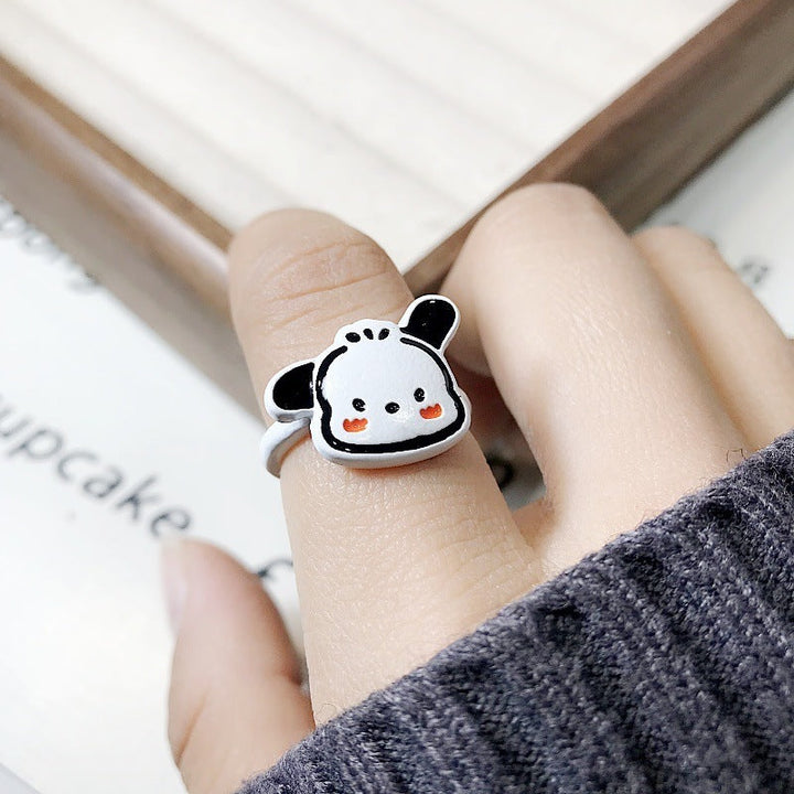 Cheerful cartoon ring for women, a playful motif. Unique fashion jewelry, great gift.