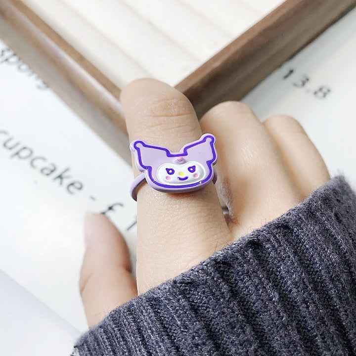 Women's playful cartoon ring. Cheerful motif statement jewelry. Unique fashion gift for her.